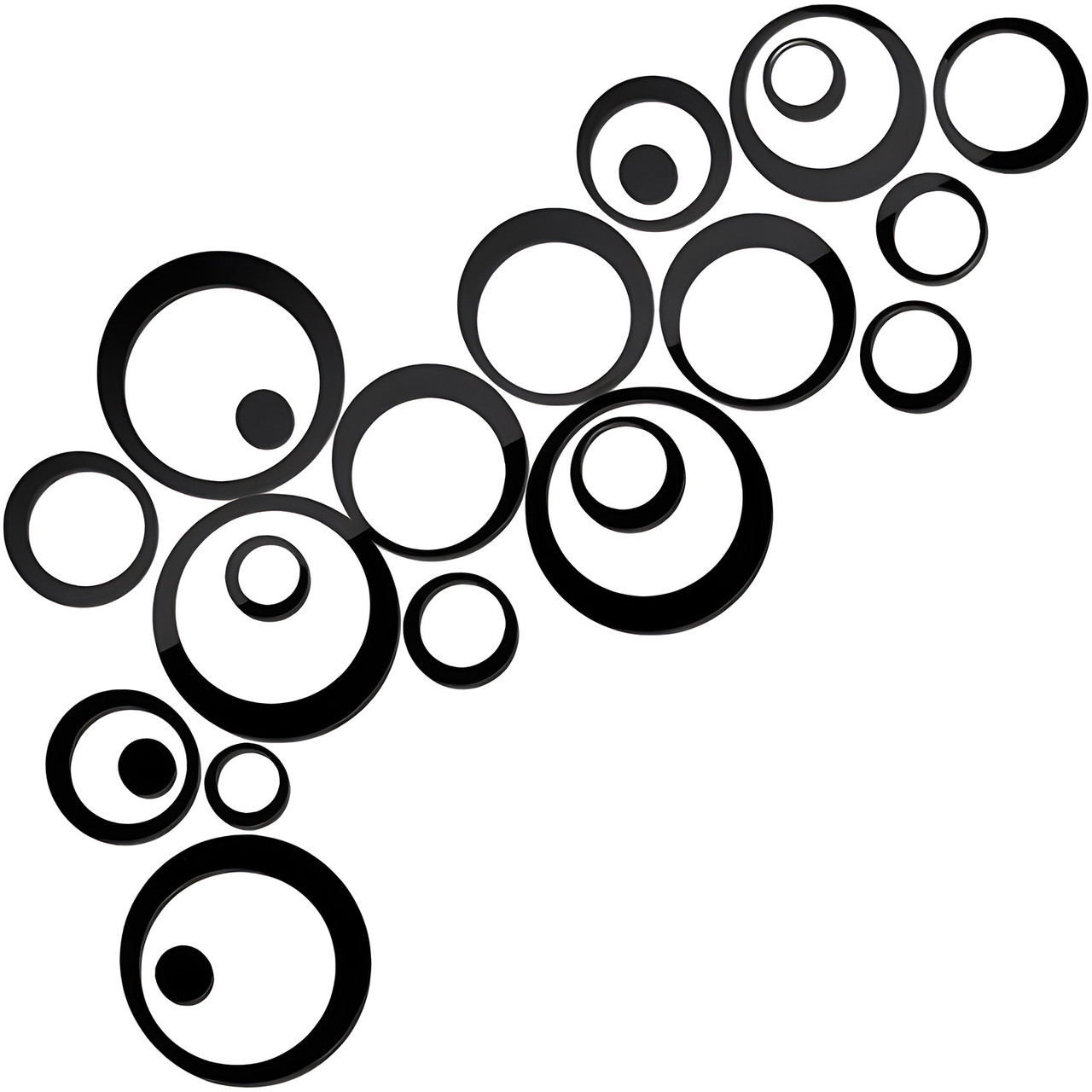 Наклейка на стіну / меблі дзеркальні акрил набір 24 ​​штук Чорний Кільця 8828, фото 1