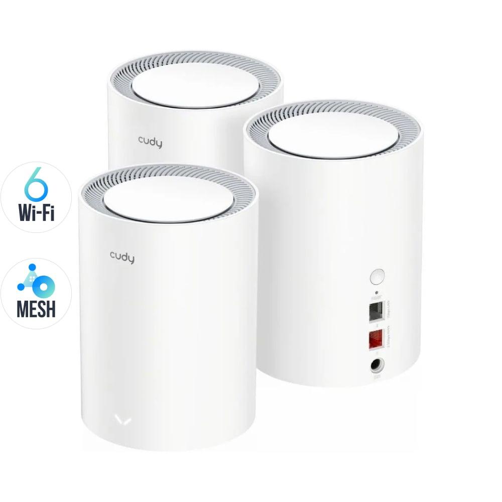 Маршрутизатор WiFi Mesh-система WiFi 6 2.5G Cudy M3000 V2.0 White (3-Pack) 3 штуки дводіапазонні AX3000 (73-00553), фото 1