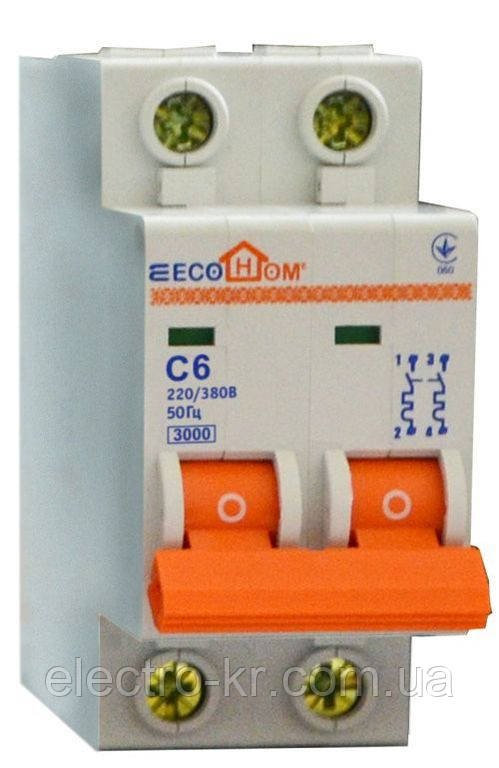 Автоматичний вимикач ECO MB 2p C 6A ECOHOME