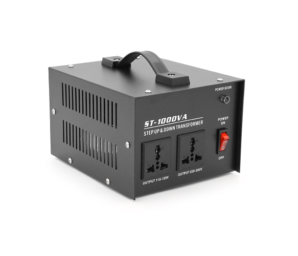 Знижувальний адаптер перетворювач напруги трансформаторний MSKJ ST-1000VA (~600W) 220 на 110 вольтів з універсальною розеткою