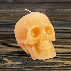 Декоративна свічка у вигляді Черепа, 8x7,5 см, віск, Помаранчевий (Декор на Хелловін)