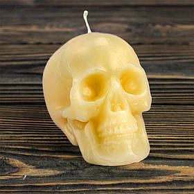 Декоративна свічка у вигляді Черепа, 8x7,5 см, віск, Жовтий (Декор на Хелловін)