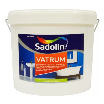 Акрилова фарба Sadolin Vatrum для стін та стелі вологостійка, біла, BW, 10 л, фото 1