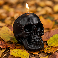 Декоративна свічка Череп, 8x7,5 см, віск, Чорний (Свічка на Хелловін)
