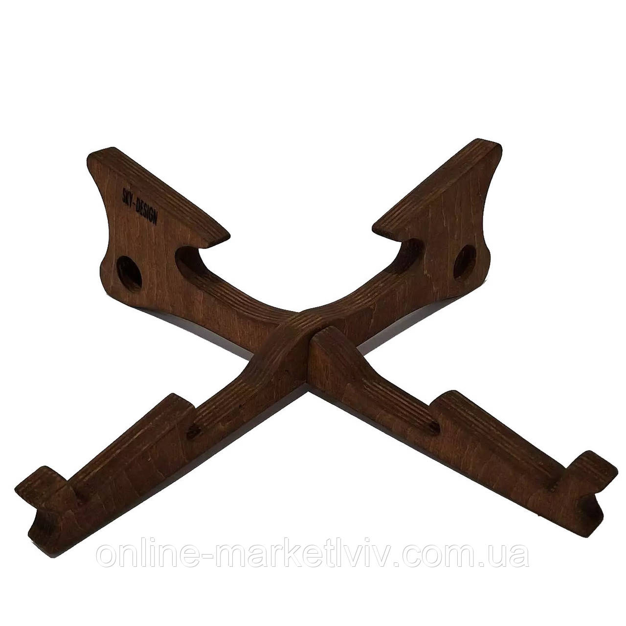 Тримач для ноутбука 25см, Sky-Design PN-003, Коньяк / Хрестоподібна підставка для ноутбука / Тримач планшета, фото 1