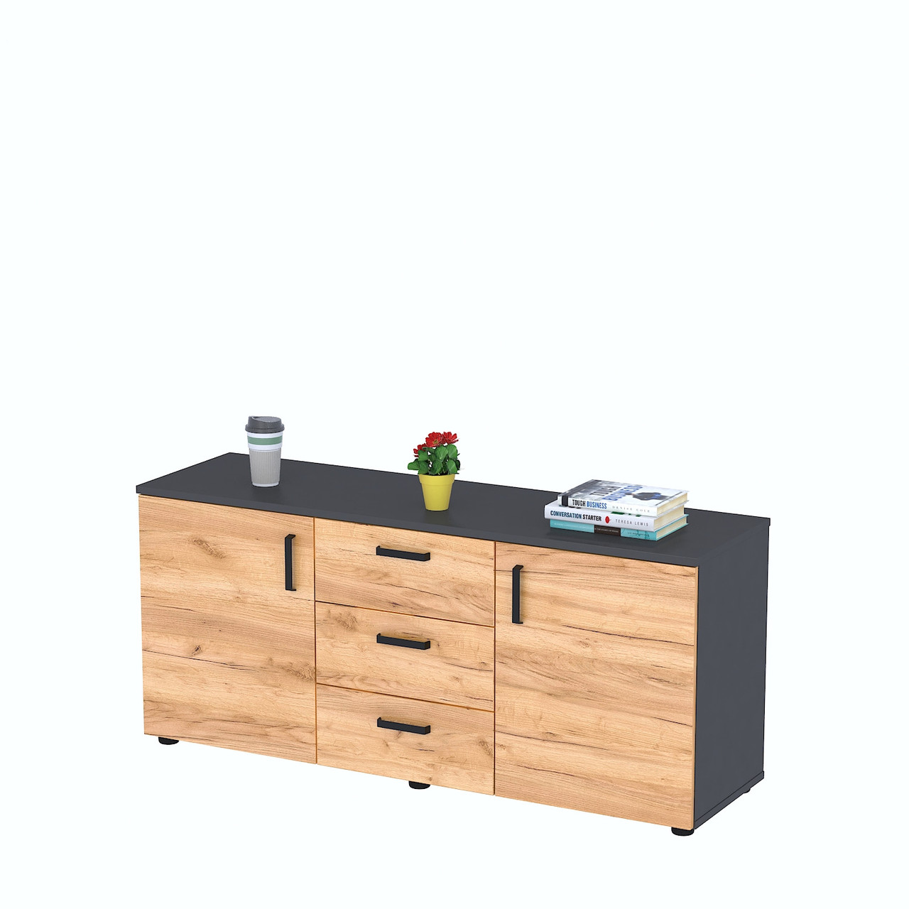 Тумба NTB-140-62 Дуб Крафт золотой - Антрацит, фото 1