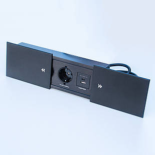 Настільна розетка 280x100 двостороння чорна