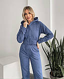 Спортивний костюм жіночий бавовняний (тринитка петля) з худі та джогерами зеленого кольору, мрамор, фото 9