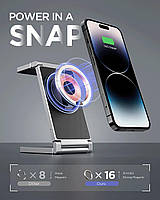 Магнітна зарядна станція, складна бездротова зарядна підставка Hohosb 3 в 1 з цинкового сплаву [сумісна із зарядним пристроєм Mags