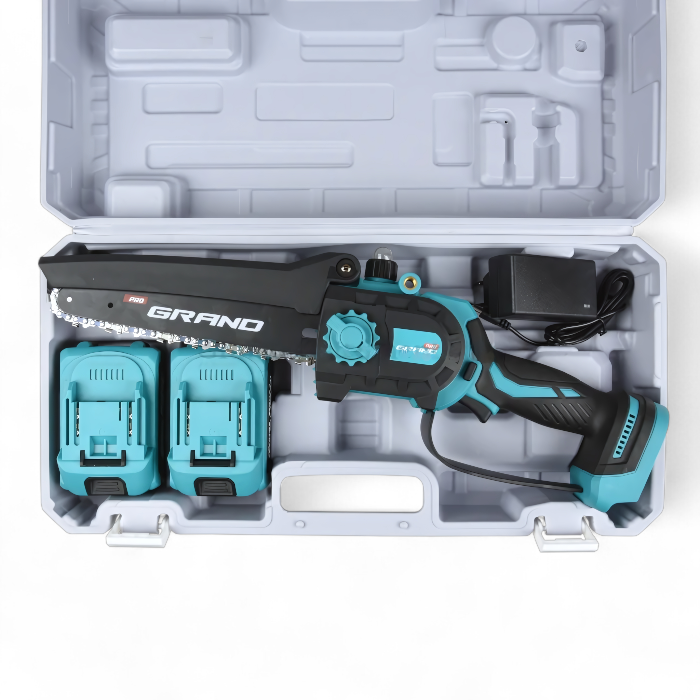 Акумуляторна ланцюгова пилка Grand АПЦ-20V/M8"-4 PRO (2 акум, 20В, 4000 мАг, шина 203 мм, КЕЙС, ЧЕХІЯ), фото 1