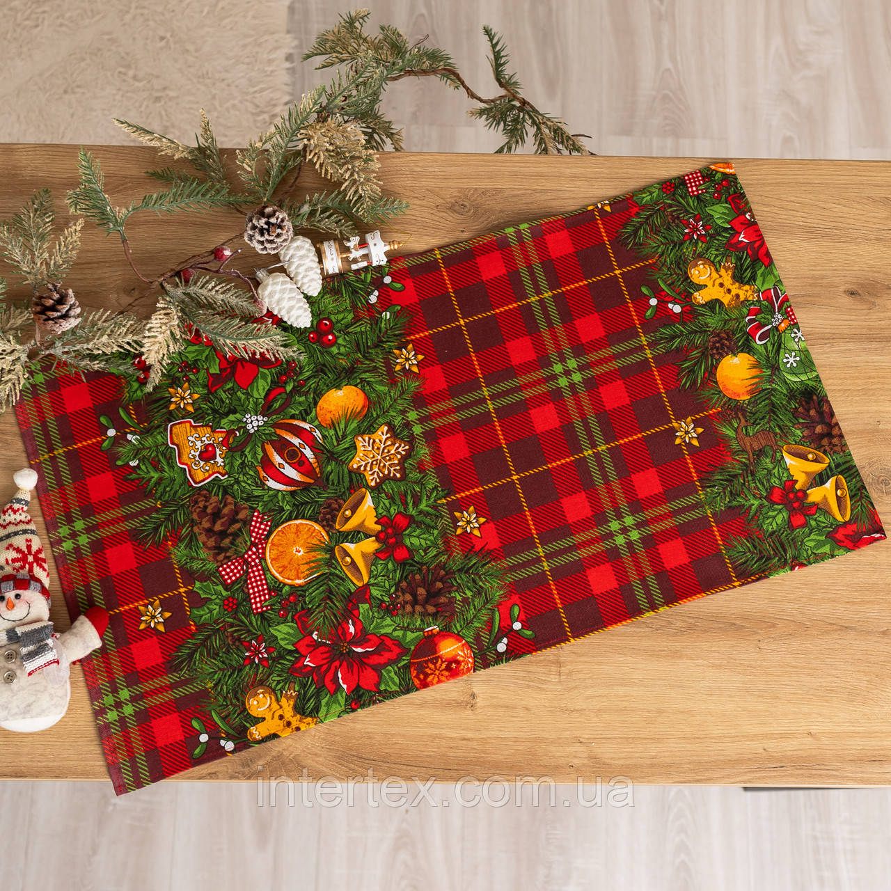 Рушник лляний великий "Ялинкова гірлянда" 75х40 см, фото 1