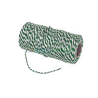 Шнур бавовняний ЗЕЛЕНО-БІЛИЙ, 2 мм, 100 м