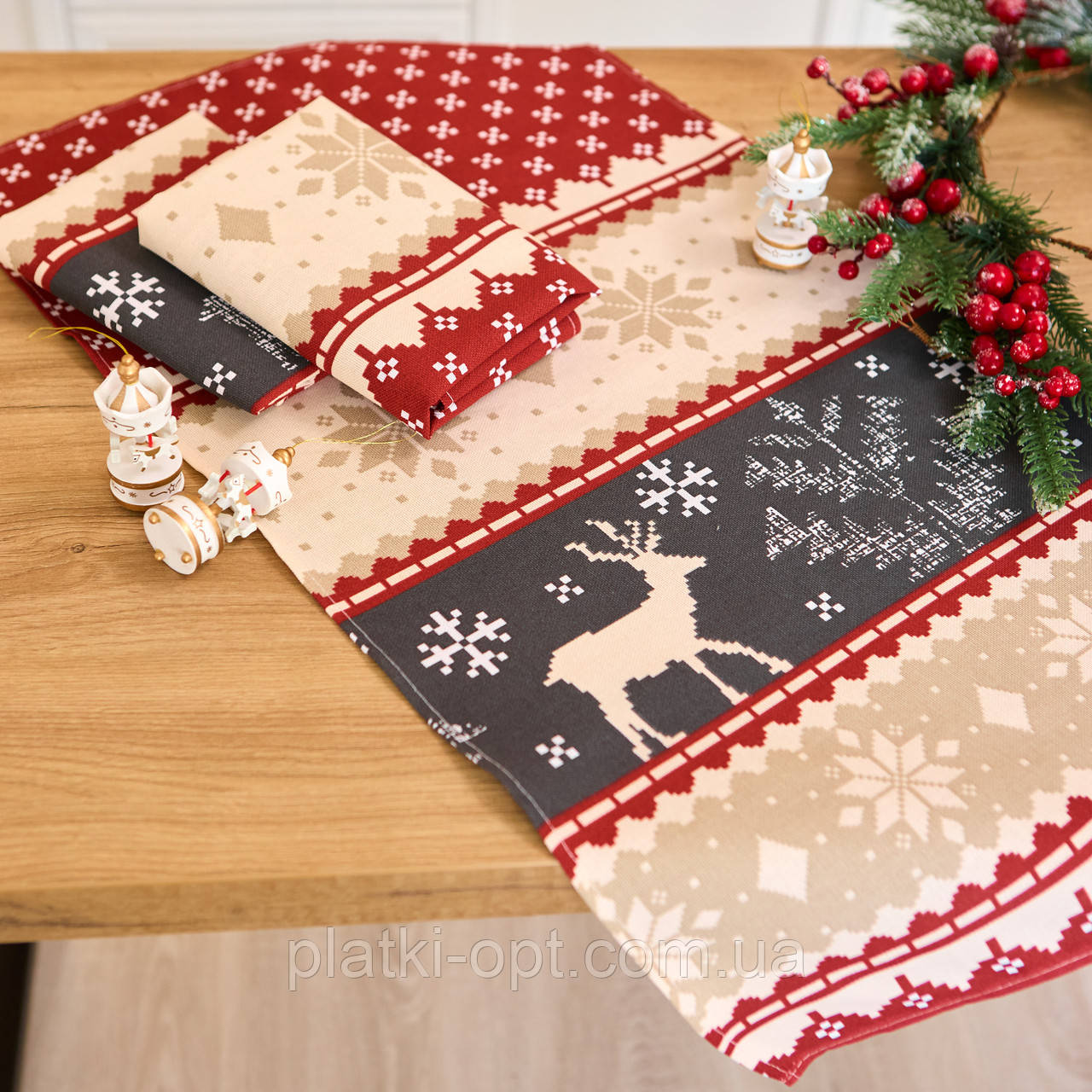 Рушник лляний "Північні олені" (10 штук)