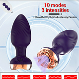 Анальна пробка з вібрацією на пульті, Стимулятор анусу, Вібропробка для анального сексу, Інтимні іграшки, фото 4