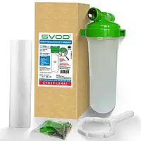 Корпус магістрального фільтра для холодної води 10" з картриджем механічного очищення (L1 / 2) підключення - латунна різьба