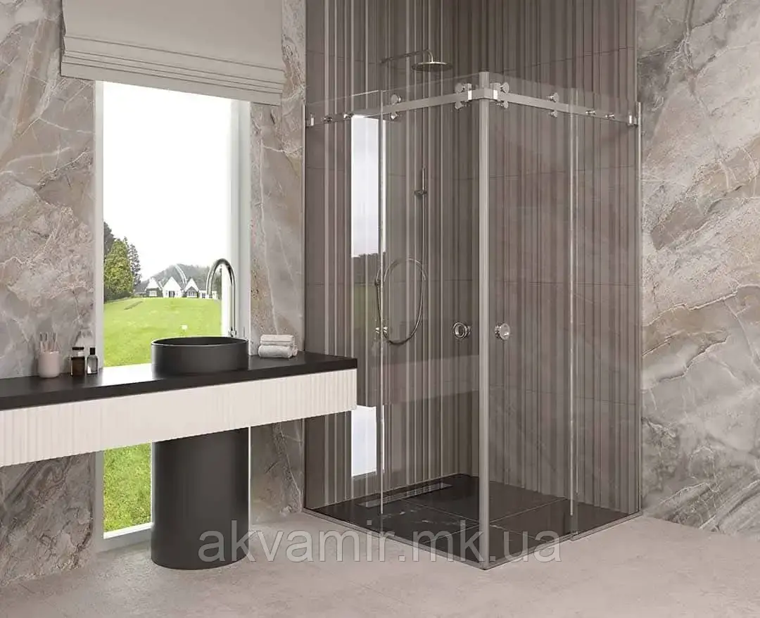 Душова кабіна SHINE, 8 мм скло, універсальна кутова з розсувними дверима, під індивідуальні розміри, фото 1