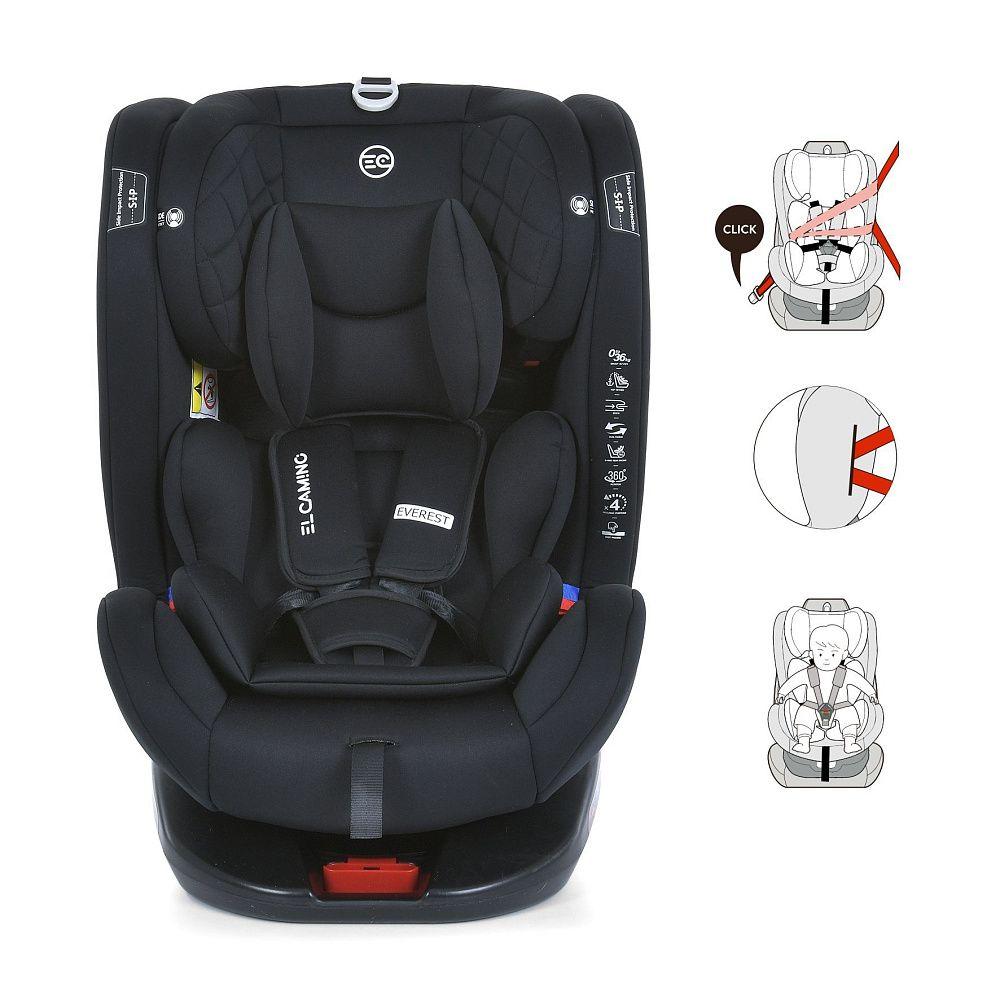 Дитяче автокрісло від 0 до 12 років (40 см - 150 см) El Camino ME 1114 EVEREST Black група 0+I, II, III, фото 1