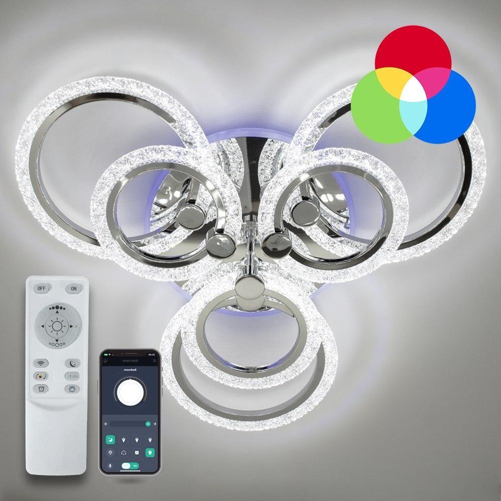 Керована світлодіодна люстра LILY RGB 100 W 7R APP CHROME/ICE 650х115 мм Luminaria 220V IP20 з пультом ДК, фото 1