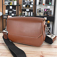 Маленька жіноча сумка клатч крос боді через рудий плече з екошкіри сумочка з широким плечовим ременем