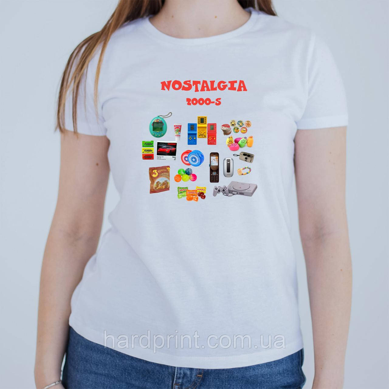 Жіноча футболка з принтом. Ностальгія.  Футболка з принтом Назад у 2000-ті, фото 1