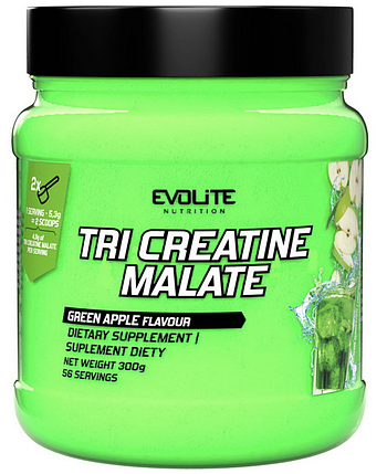 Три креатин малат Evolite Nutrition Tri Creatine Malate 300г зеленое яблуко, фото 1