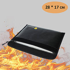Вогнестійка папка 28*17 см для зберігання документів Чорна. Вогнетривка сумка для грошей, документів