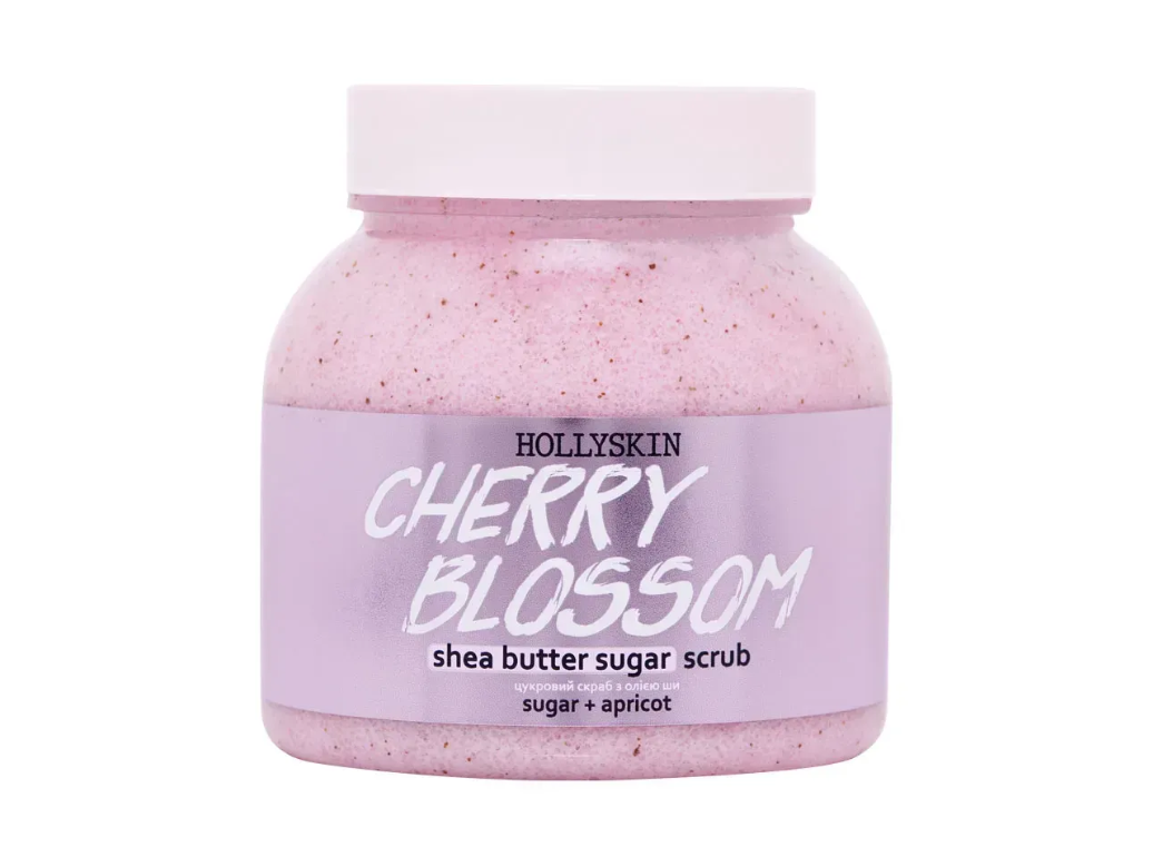 Цукровий скраб з олією ши та перлітом Cherry Blossom Shea butter sugar scrub HOLLYSKIN, фото 1