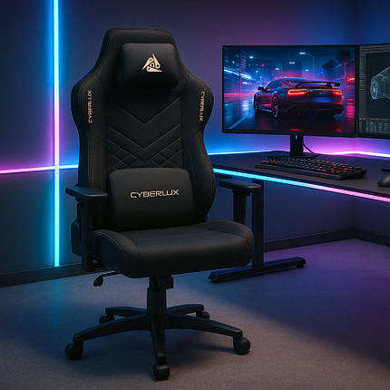 Комп'ютерне крісло геймерське тканинне Cyberlux Poseidon Black, фото 1