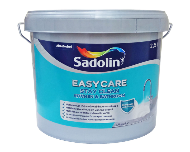 Фарба акрилова для стін та стелі вологостійка Sadolin EasyCare Kitchen&Bathroom 2.33 л., фото 1