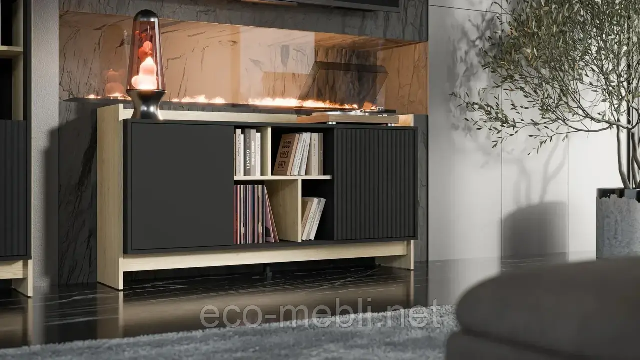 Комод Porto дуб кремона/чорний  Cama meble, фото 1