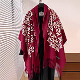 Зимовий кашеміровий шарф палантин з вишивкою. Натуральна тепла класична шаль, фото 2