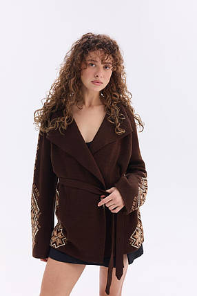 У язаний кардиган в етно-стилі "Христина" (синій, волошка, білий), фото 1