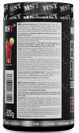 Амінокислоти MST BCAA&EAA zero 520 г фруктовий пунш, фото 3
