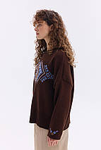 Джемпер oversize в українському стилі "Етно" (шоколадний, карамель, льон), фото 3