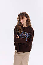 Джемпер oversize в українському стилі "Етно" (шоколадний, карамель, льон), фото 2