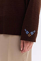 Джемпер oversize в українському стилі "Етно" (шоколадний, карамель, льон), фото 5