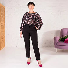 Брюки жіночі класичні укорочені "Ада" чорного кольору плотні