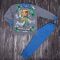 Утеплена піжама для хлопчиків, з гри Майнкрафт із футера з начосом 116-140