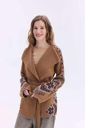 У язаний кардиган в етно-стилі "Христина" (синій, волошка, білий), фото 1