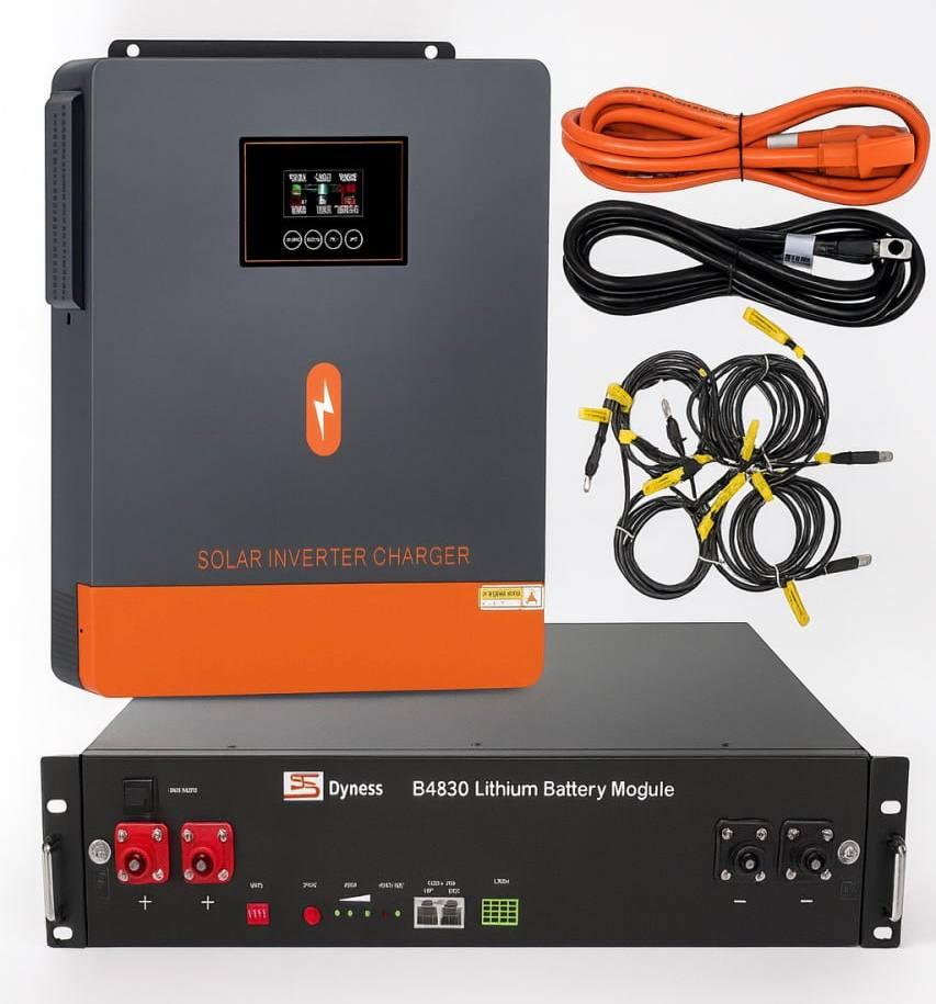 6,2 кВт Комплект резервного живлення інвертор Powmr + акумулятор LiFePO4 3,6 кВт 48V/75Ah для дому, квартири, фото 1