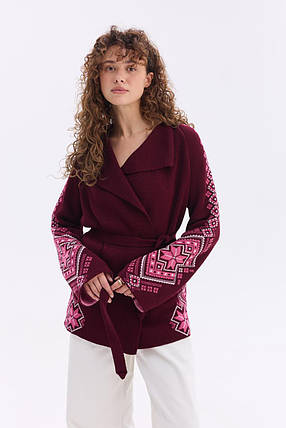 У язаний кардиган в етно-стилі "Христина" (синій, волошка, білий), фото 1