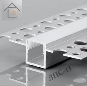 Лінійний LED профіль ЛПС-13 алюмінієвий анодований срібний (профіль+розсіювач+ 3 заглушки), фото 1