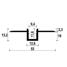 Лінійний LED профіль ЛПС-13 алюмінієвий анодований срібний (профіль+розсіювач+ 3 заглушки), фото 3