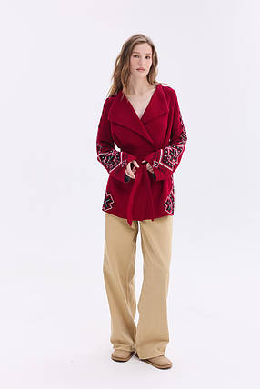 У язаний кардиган в етно-стилі "Христина" (червоний, чорний, білий), фото 1