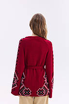У язаний кардиган в етно-стилі "Христина" (червоний, чорний, білий), фото 4