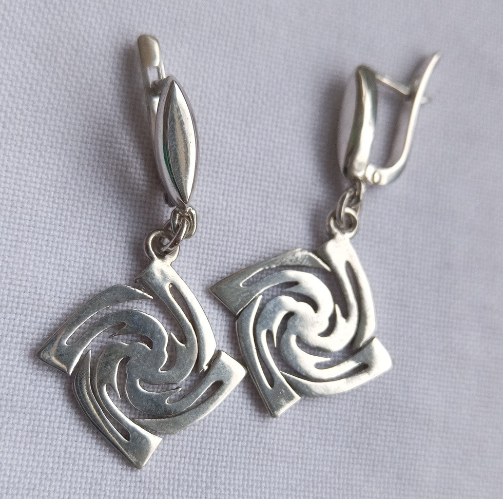 "Знич" сережки на англійських замках зі срібла 925-ї проби, фото 1