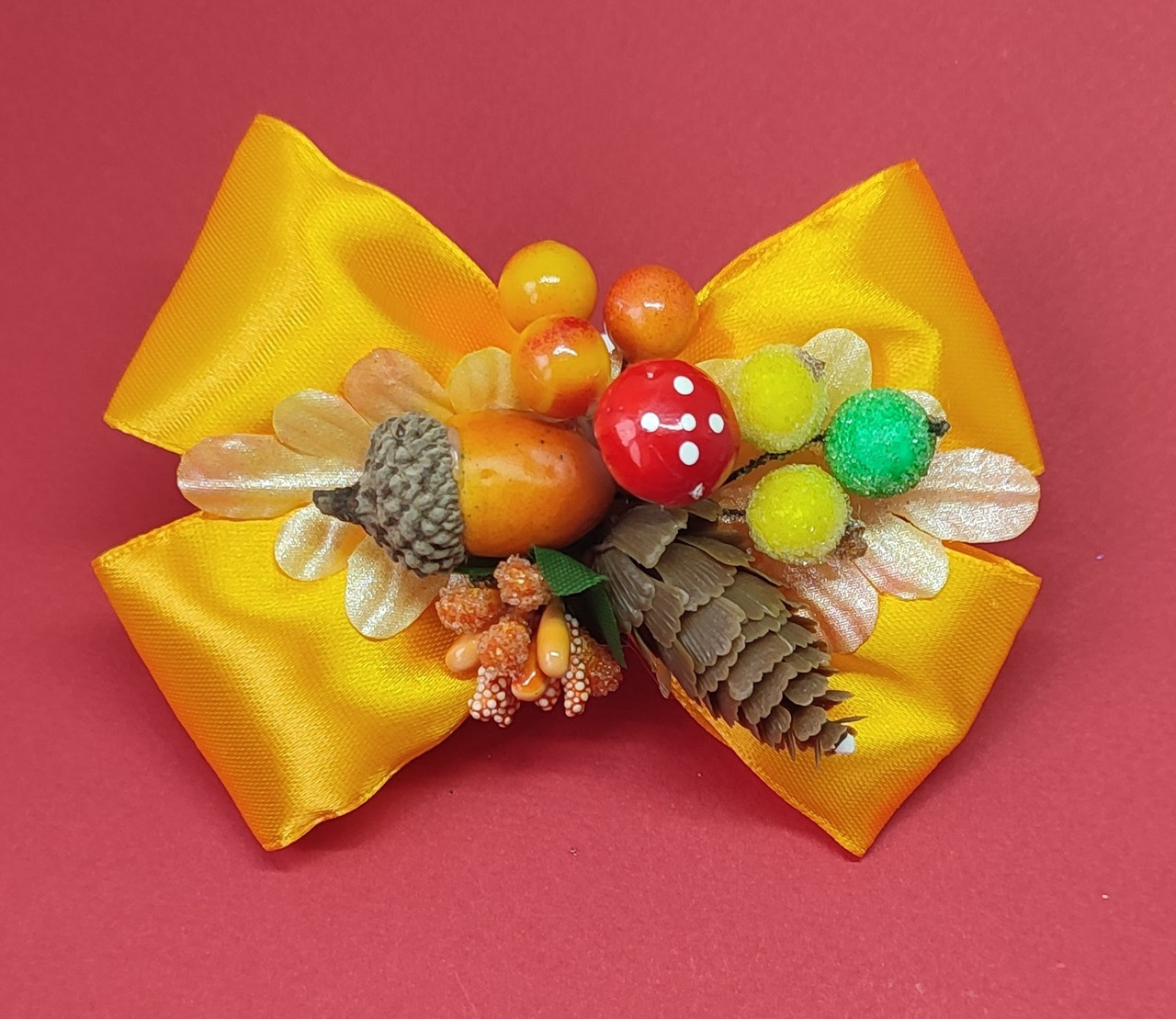 Осінні бантики Заколки резинки Осіння заколка резинка Осенние бантики Осінній бант для волосся, фото 1