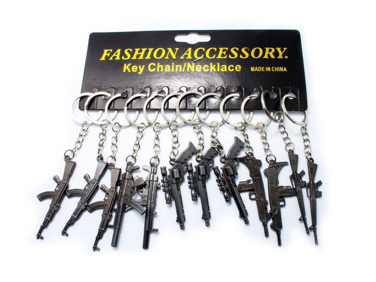 Металевий брелок у формі пістолетів, автоматів