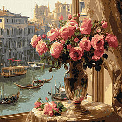 Малювання по номерам Ідейка Троянди у Венеції ©art_selena_ua (KHO6412) 40 х 40 см