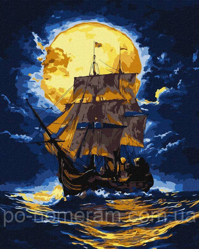 Живопис по номерам Ідейка Там, де небо зустрічає море з фарбами металік extra ©art_selena_ua (KH6375) 40 х 50 см, фото 1